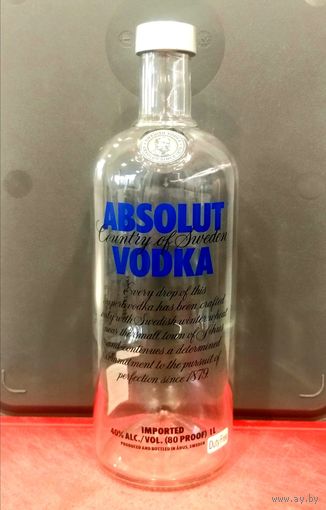 Бутылка * Водка * ABSOLUT * АБСОЛЮТ * Швеция * с Пробкой * 1 литр * Высота 28 см * Диаметр 8.5 см * (3)