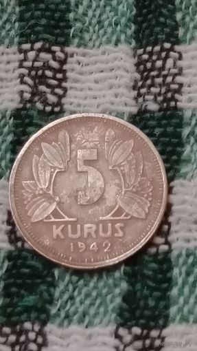 Турция 5 куруш 1942