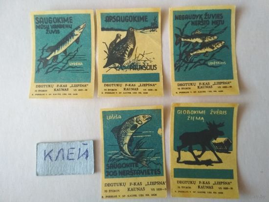 Спичечные этикетки Прибалтика. Охраняйте животных.1958 год.1-й выпуск