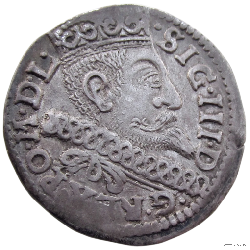 Речь Посполитая: Литва и Польша, трояк (м.д. Бромберг)/ 3 Grossus (Bromberg) 1600 г., состояние VF, Жигимонт III, Rarity Level: R1