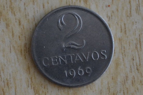 Бразилия 2 сентаво 1969