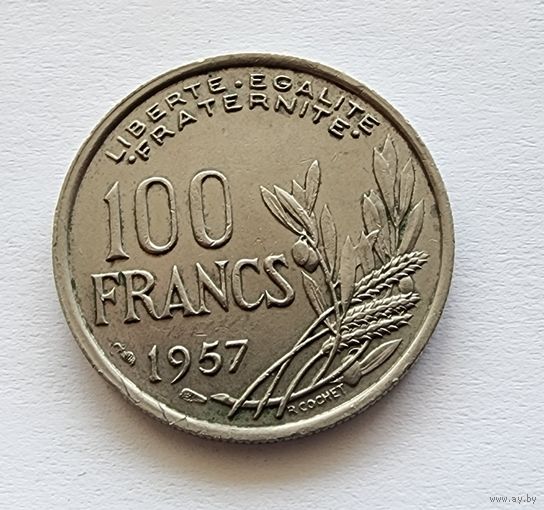 Франция 100 франков, 1957 Без отметки монетного двора "B"
