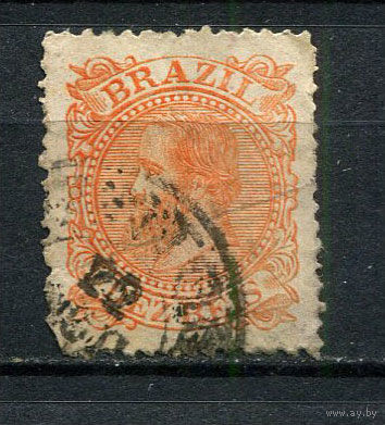 Бразилия - 1884/1885 - Император Дом Педру II 10R - [Mi.56] - 1 марка. Гашеная.  (Лот 10EP)-T2P2