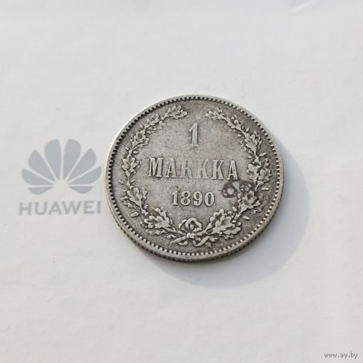1 марка 1890 года L. Серебро 868. Монета не чищена. 649