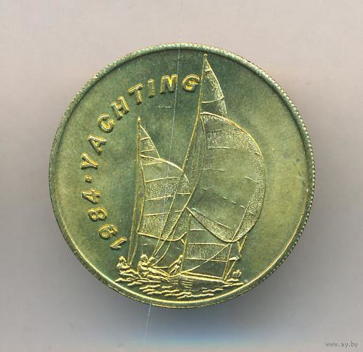Медаль. Летняя Олимпиада в Лос-Анджелесе. США. 1984. Парусный спорт. D-30 мм