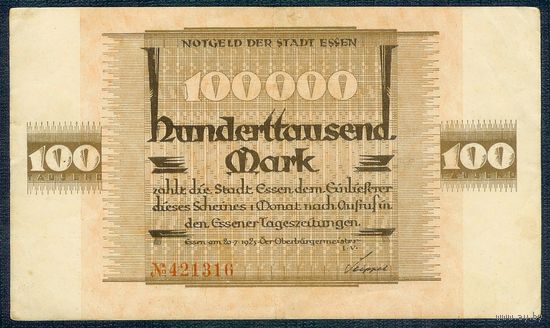 Германия 100.000 марок 1923 год.