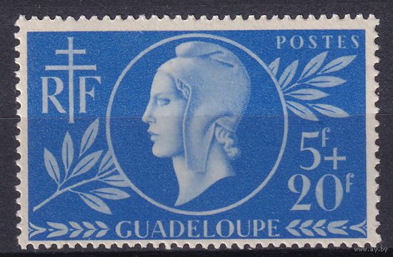 92.FrK. Франция. Колонии. Гваделупа. Красный Крест. Марианна. 1944 г. Одиночный выпуск. Mi.#183. MNH.