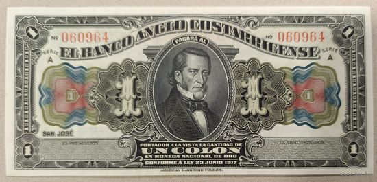1 колон 1917 года - Коста-Рика - UNC
