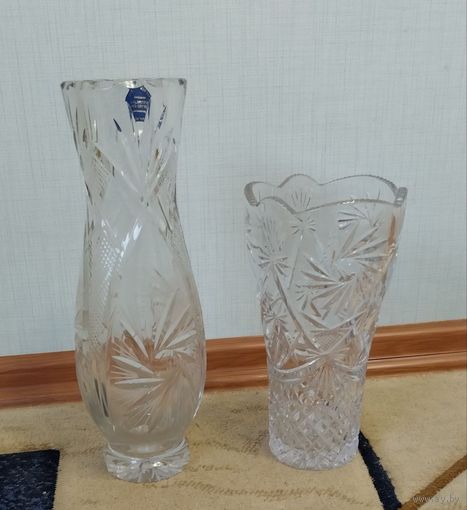 Ваза хрусталь 2 шт одним лотом