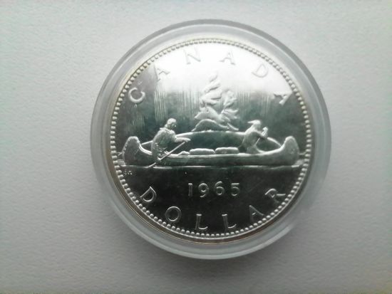 Канада 1 серебро0.800 пробы 1965 UNC c рубля