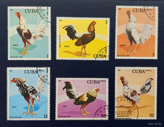 Куба.1981.Бойцовые петухи (полная серия 6 марок)