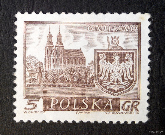 Польша 1960 г. Гнезно. Архитектура, 1 марка. Чистая #0012-Ч1