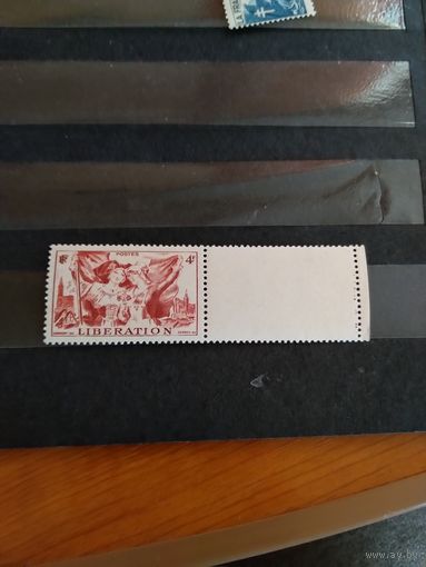 1945 Франция в память освобождения Эльзаса война чистая клей MNH** выпускалась одиночкой с купоном  (3-10)