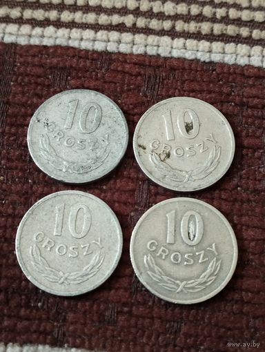 Польша. 10 грошей-  1966 , 1968 ,1971 ,1976