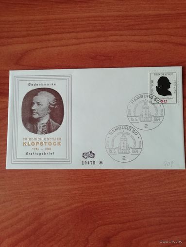 ФРГ 1974 КПД с маркой "250 лет со дня рождения поэта Ф.Клопштока" Mi. 809