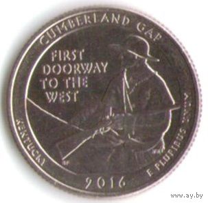 25 центов 2016 г. Парк=32 Национальный исторический парк Камберленд-Гэп Кентукки Двор S _состояние UNC