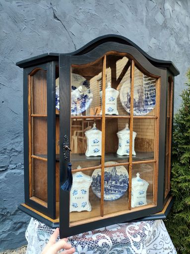 Винтажная Настенная Подвесная Витринка, ДУБ, Holland, ХХ век_2