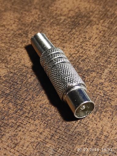 Штекер ТВ никель с пружиной