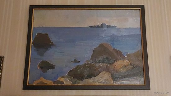 Довгялло Михаил Хрисанфович 1908-1978г (Член С/Х БССР) Картон масло "море"Р24-35см