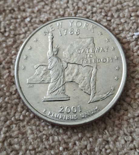 США 25 центов, 2001 Нью-Йорк D