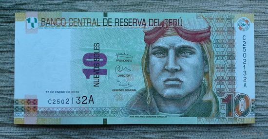 Werty71 Перу 10 солей 2013 UNC Банкнота Лётчик самолёт авиация