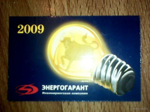 Карманный календарик.Энергогарант.2009 год