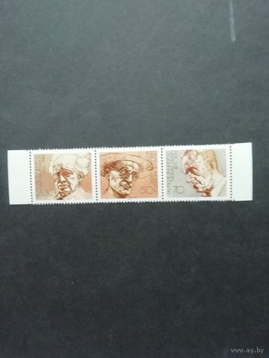 ФРГ 1978 Серия из трех марок Блока Mi.16 "Нобелевские лауреаты по литературе из Германии" (чистые**) Mi.959-961 каталог 2.60 евро