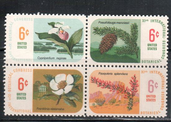 США-1969, (Мих.986-989) , ** , Флора, Цветы(полная серия)