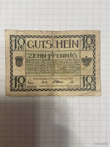 10 пфенингов (нотгельды) г. Германия.-1412