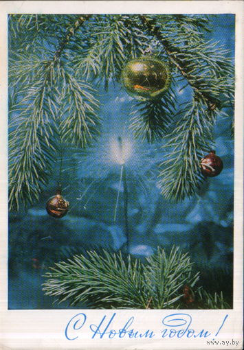 Подписанная открытка 1973г. "С Новым годом! Бенгальский огонь" фото Б. Раскин и П. Сажин