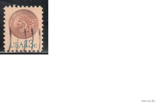 США-1978, (Мих.1325) , гаш. , Стандарт, Монета, Индейцы (одиночка)