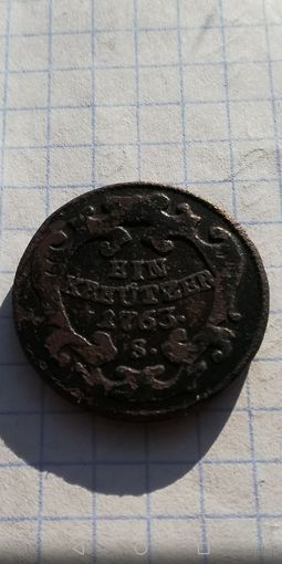 1 крейцер. Австрия 1763 год.
