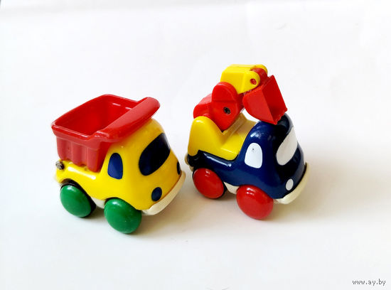 Машинка. Грузовик. Экскаватор. Набор из двух машин.Винтаж 90 -е годы.