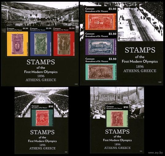 2015 Сент-Винсент Гренадины Кануан 447-452KL+B70-71 Олимпийские игры 1896 года в Атланте 36,00 евро