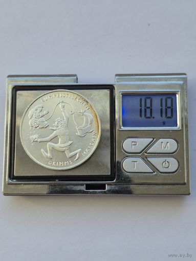 20 евро 2022 года, Германия. Сказки братьев Гримм - Румпельштильцхен. Серебро 925. Монета не чищена. 45652.