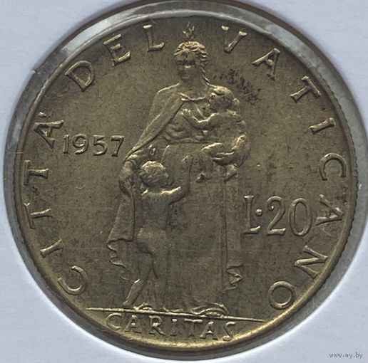 Ватикан 20 лир 1957 г. В холдере