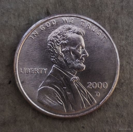 США 1 цент 2000 г., отметка мд. "D" - Денвер, KM# 201b
