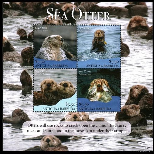 2020 Антигуа и Барбуда 5837-5840KL Морская фауна - Морская выдра 20,00 евро