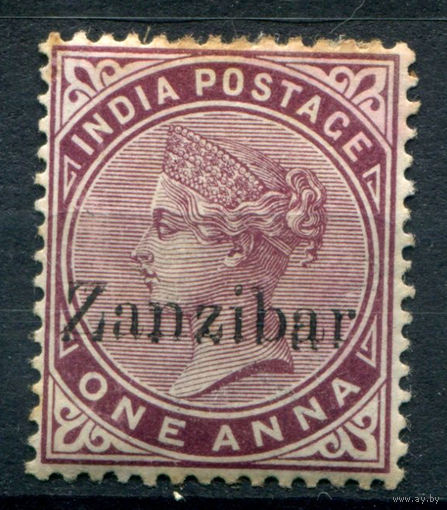 Британские колонии - Султанат Занзибар - 1895г. - королева Виктория, нестандартное написание буквы Z, 1 A - 1 марка - MH с жёлтыми пятнышками на зубчиках перфорации [Mi 2]. #4-B5-130-A-1