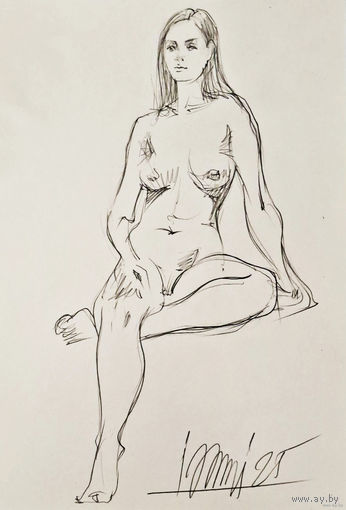 "Обнажённая сидящая" набросок а4