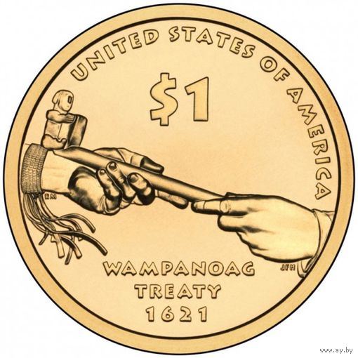 США 1 доллар, 2011D Договор с Вампаноагами UNC