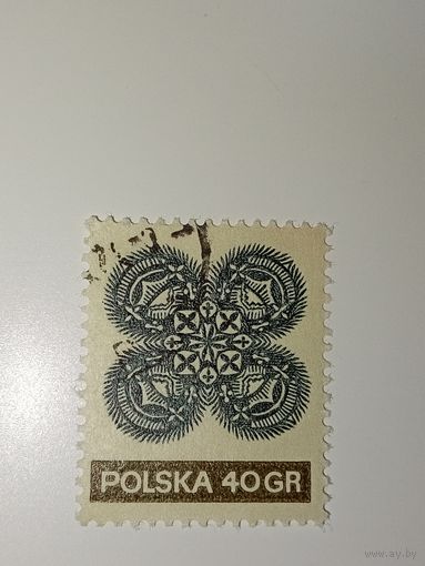 Польша 1969 Центральный элемент дизайна напоминает народный мотив, возможно, связанный с творчеством Ежи Новосельского