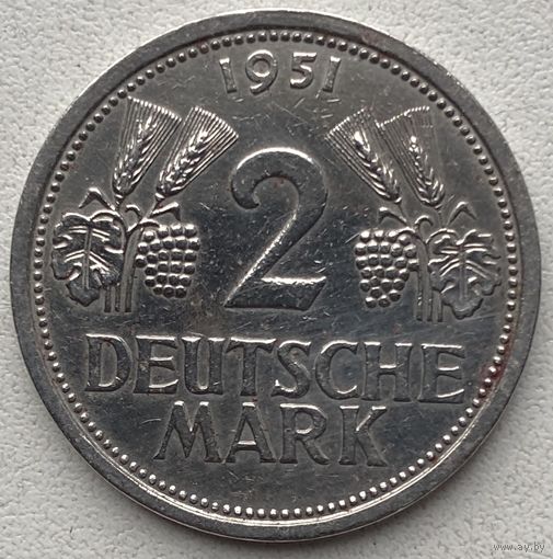 Германия 2 марки 1951 г. J