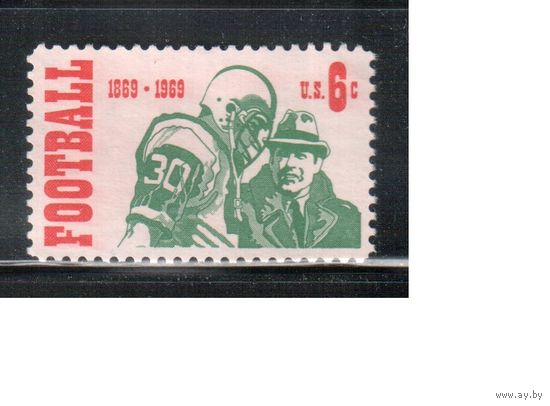 США-1969, (Мих.993) , * (без клея), Спорт, Американский футбол (одиночка)