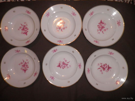 Тарелки фарфоровые для первого 6 шт. з-д Баранiвка УССР.С рубля.