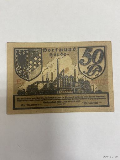 Нотгельд 50 пфеннингов Дортмунд