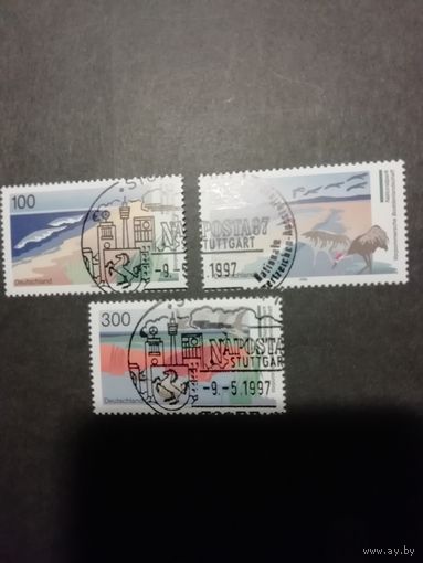Германия. 1996 Серия из трех марок из блока Mi.36 "Почвенный ландшафт передней Померании" (гашеные с клеем) Mi.1871-1873 каталог 7.50 евро