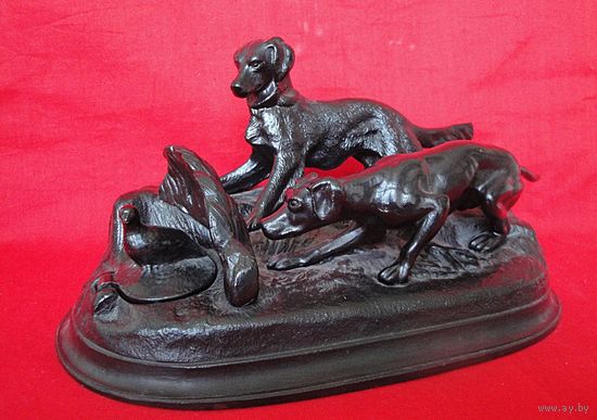 "Охота на куропатку". Чернильница. Касли. Собаки. (1986 г., СССР).