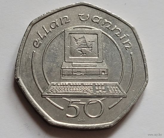 Остров Мэн 50 пенсов 1990 Технологии: компьютер