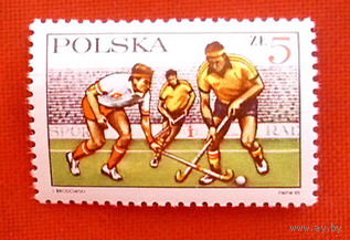 Польша. Хоккей на траве. ( 1 марка ) 1985 года.